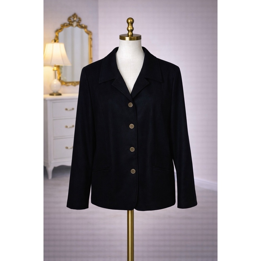 Pendleton Blazer Size 10 Black 100% Virgin Wool Single Breasted Jacket USA VTG